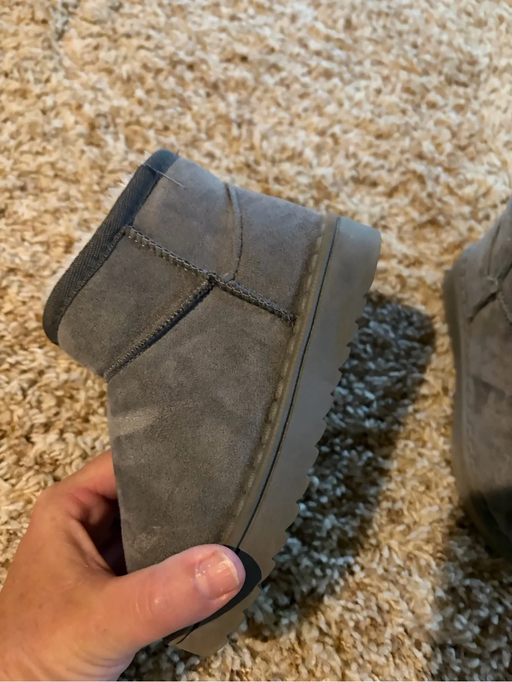 Kids Grey Fleece-Lined Winter Boots
